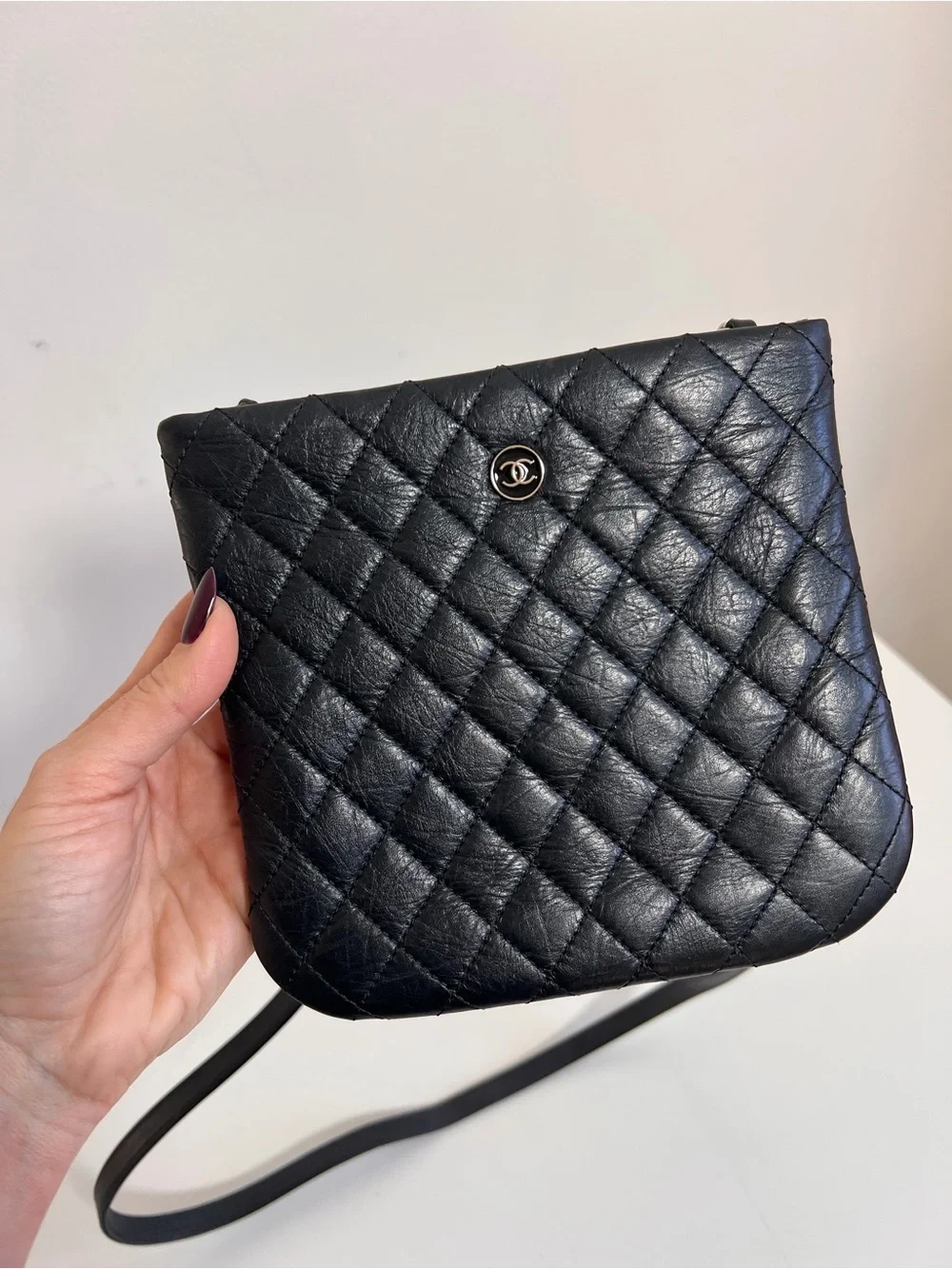 CHANEL Black Quilted Lambskin Crossbody with CC Turn-Lock